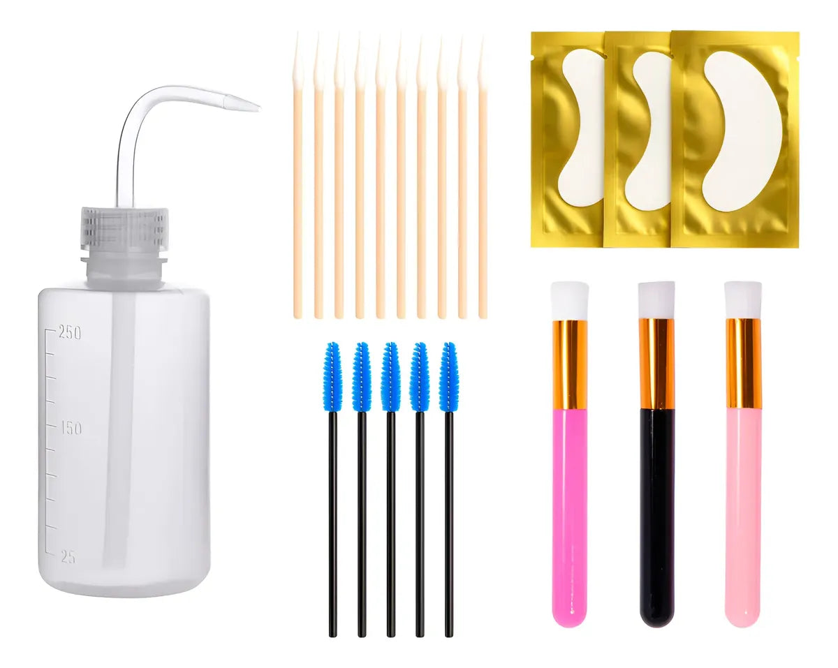Kit Pestañas Lash: Botella + Cepillos + Hisopos