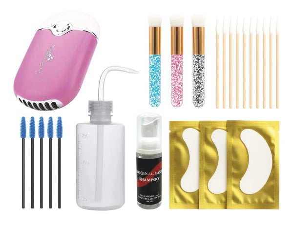 Kit Pestañas Lash Shampoo + Botella + Ventilador