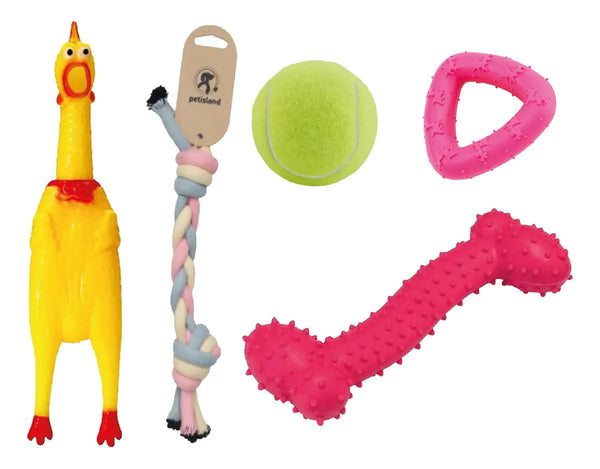 Kit Juguetes Perros: Chifle + Soga + Pelota + Mordillo