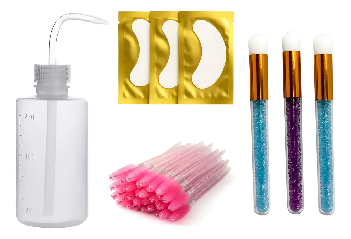 Kit Pestañas Lash: Botella + Cepillos + Parches
