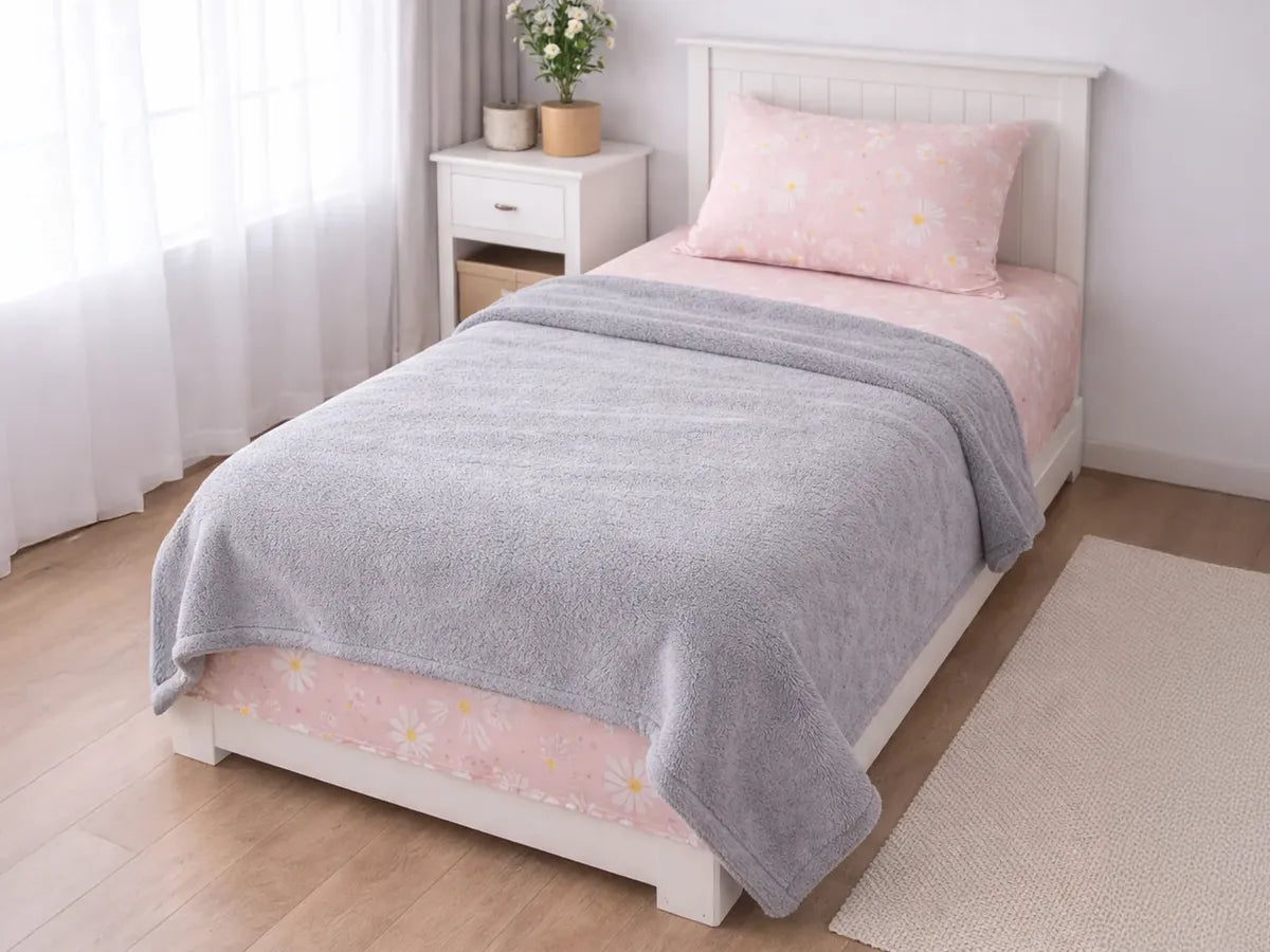 Kit Juego Sabanas Microfibra Manta Teddy Polar 1 1/2 Plazas