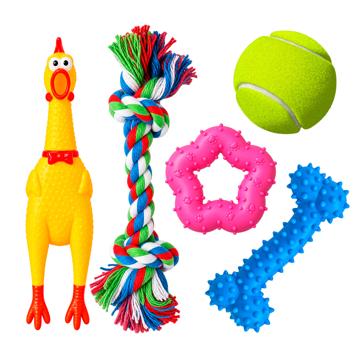 Kit Juguetes Perros: Chifle + Soga + Pelota + Mordillo